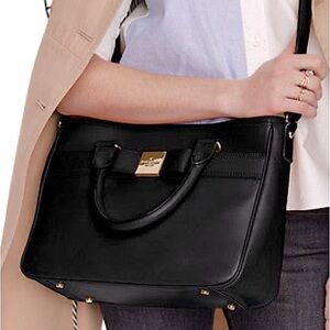 Kate Spade New York Primrose Hill Goldie Bow Satchel Black Leather